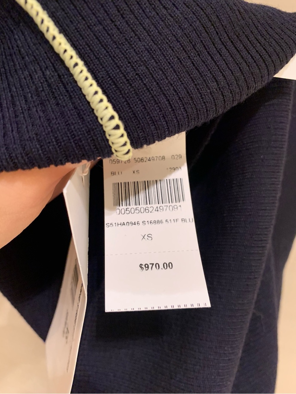 Maison Margiela Navy Turtleneck Sweater With Contrast Stitching View 5